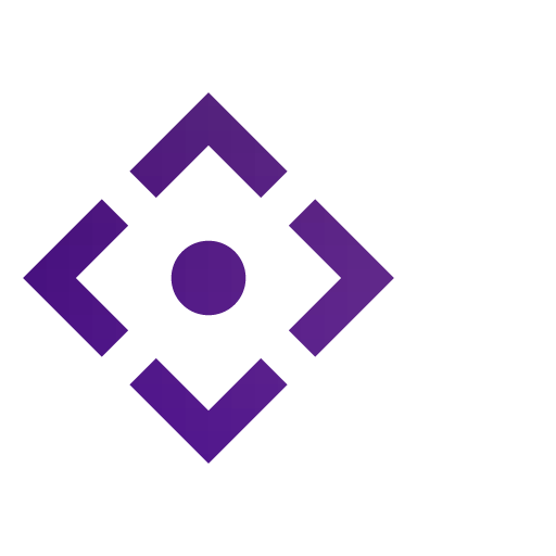 Purple icon showing an arrow square with a circle in the middle.
