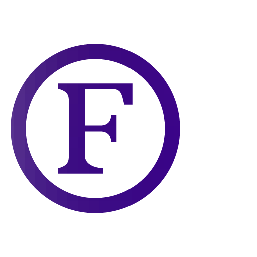 Purple icon showing a circle with a capital F inside.