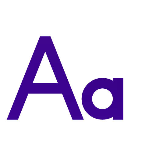 Purple icon showing a capital A and a lowercase a side-by-side.