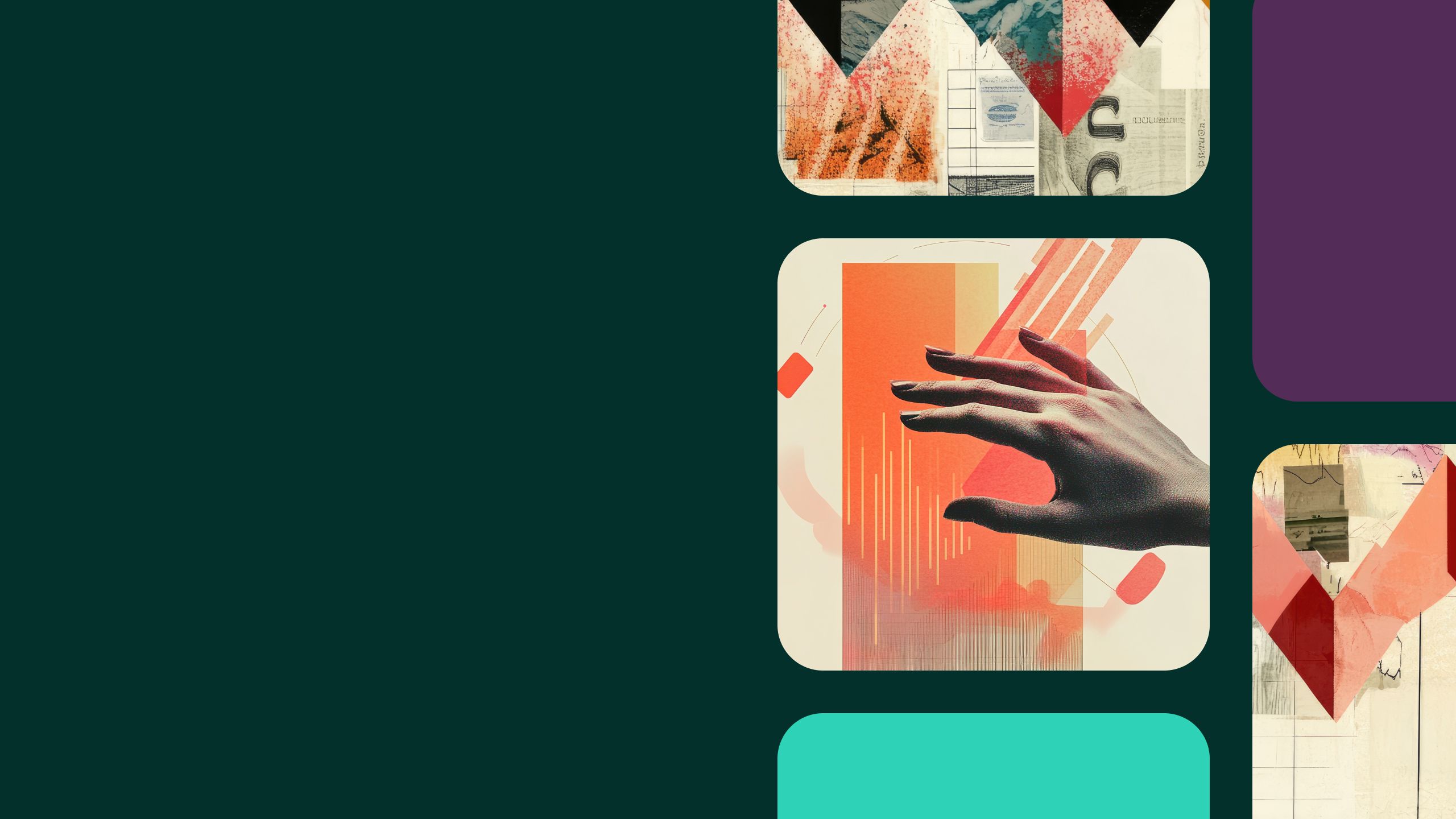 Collage of images showing a hand and coloured rectangles