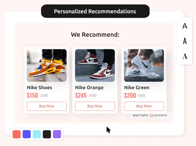 Screenshots from the Outgrow user interface.