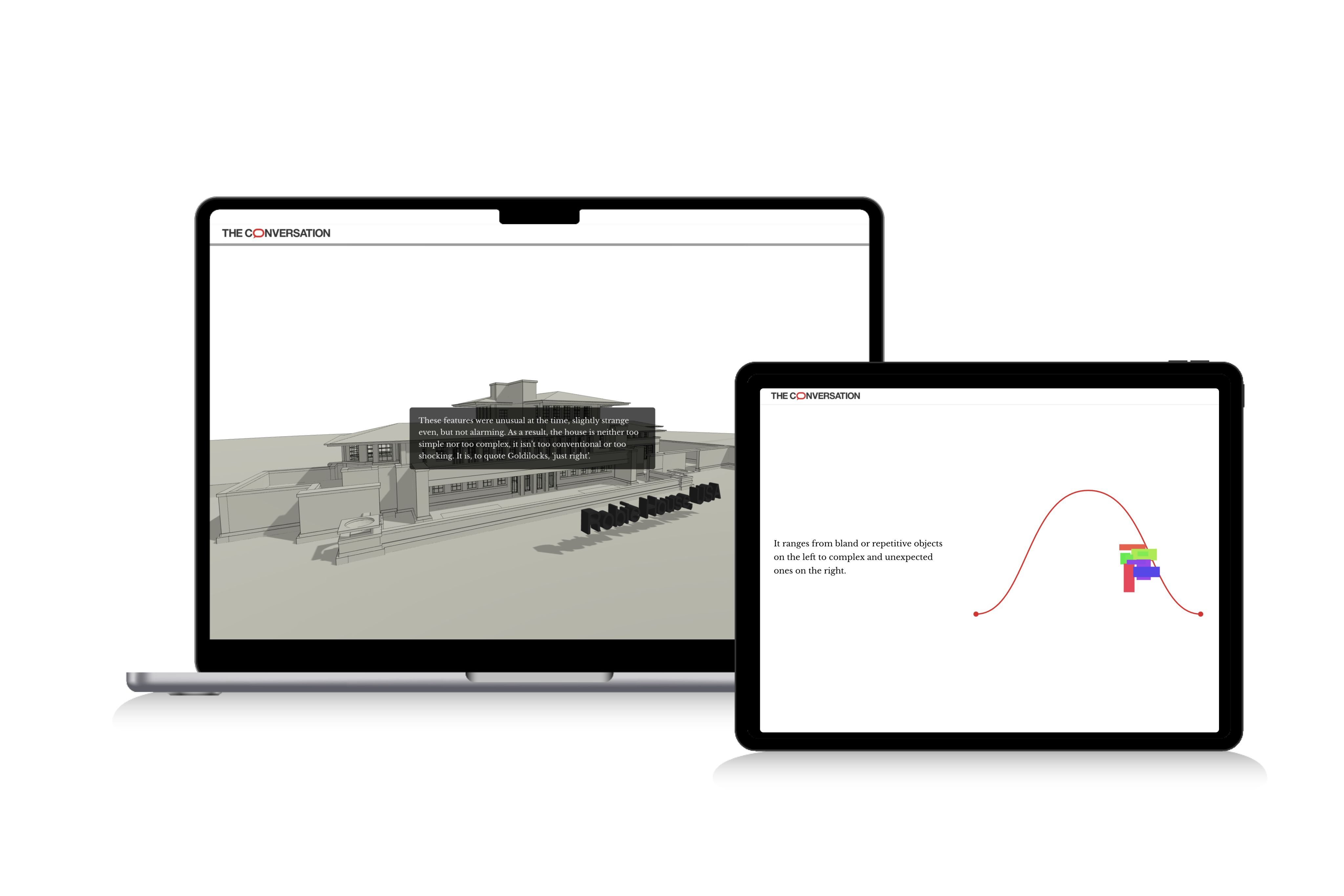 3D renderings of a beautiful house with red hand-drawn markups.