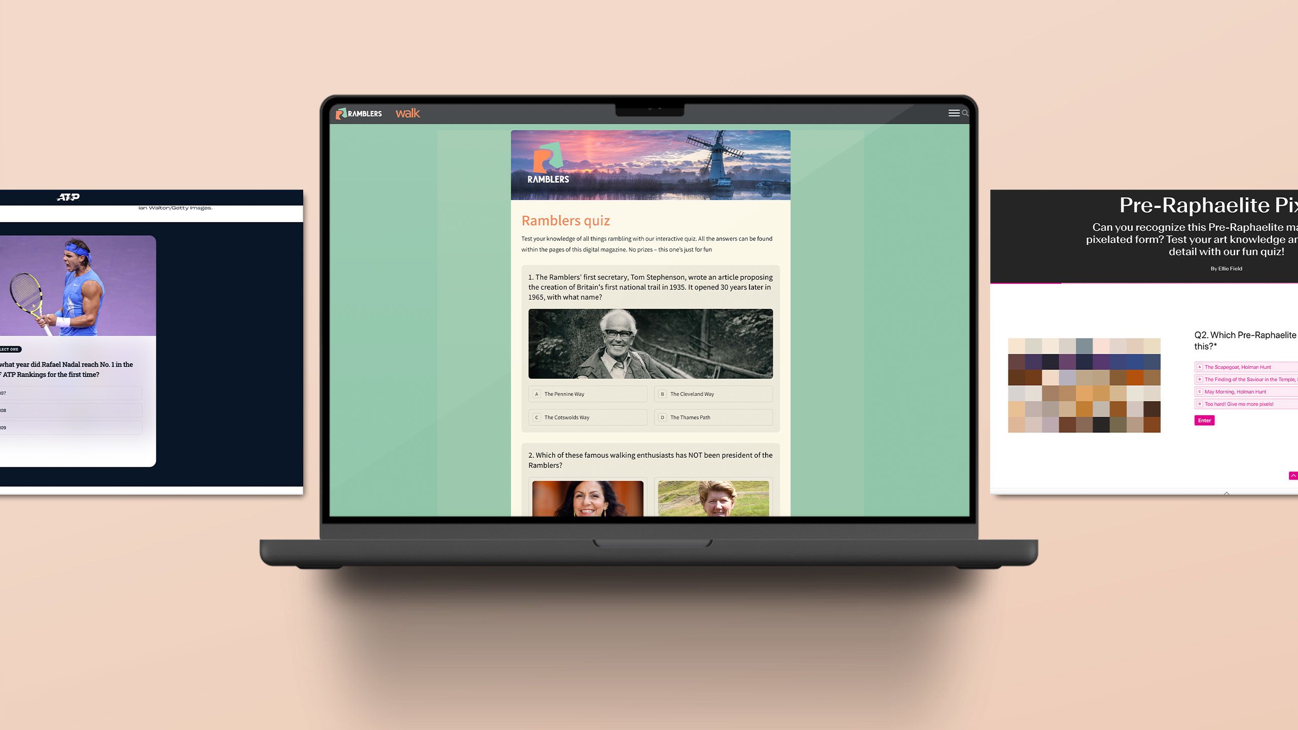 3 interactive quizzes shown on computer screens