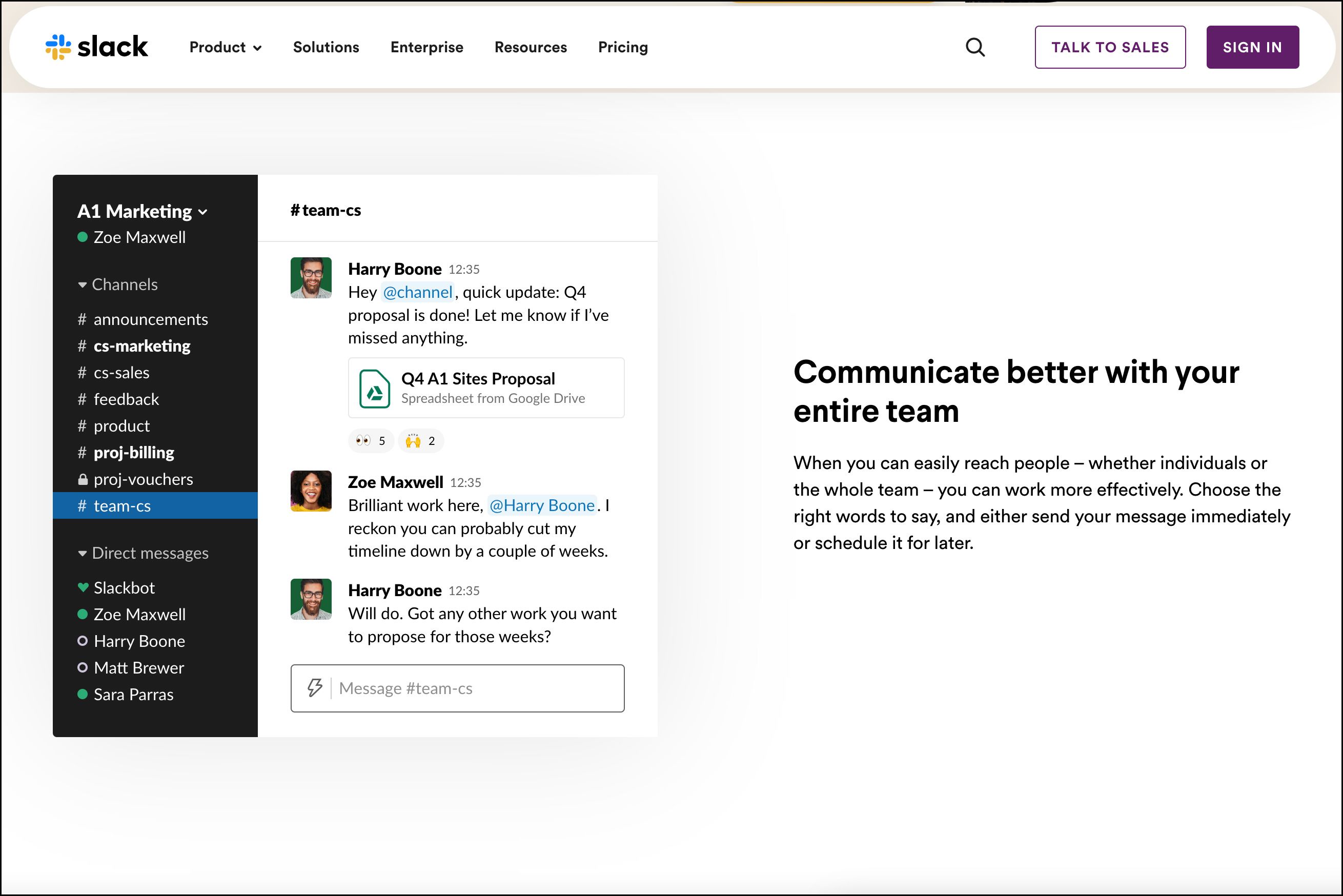 An image of a laptop computer showing an example of Slack.