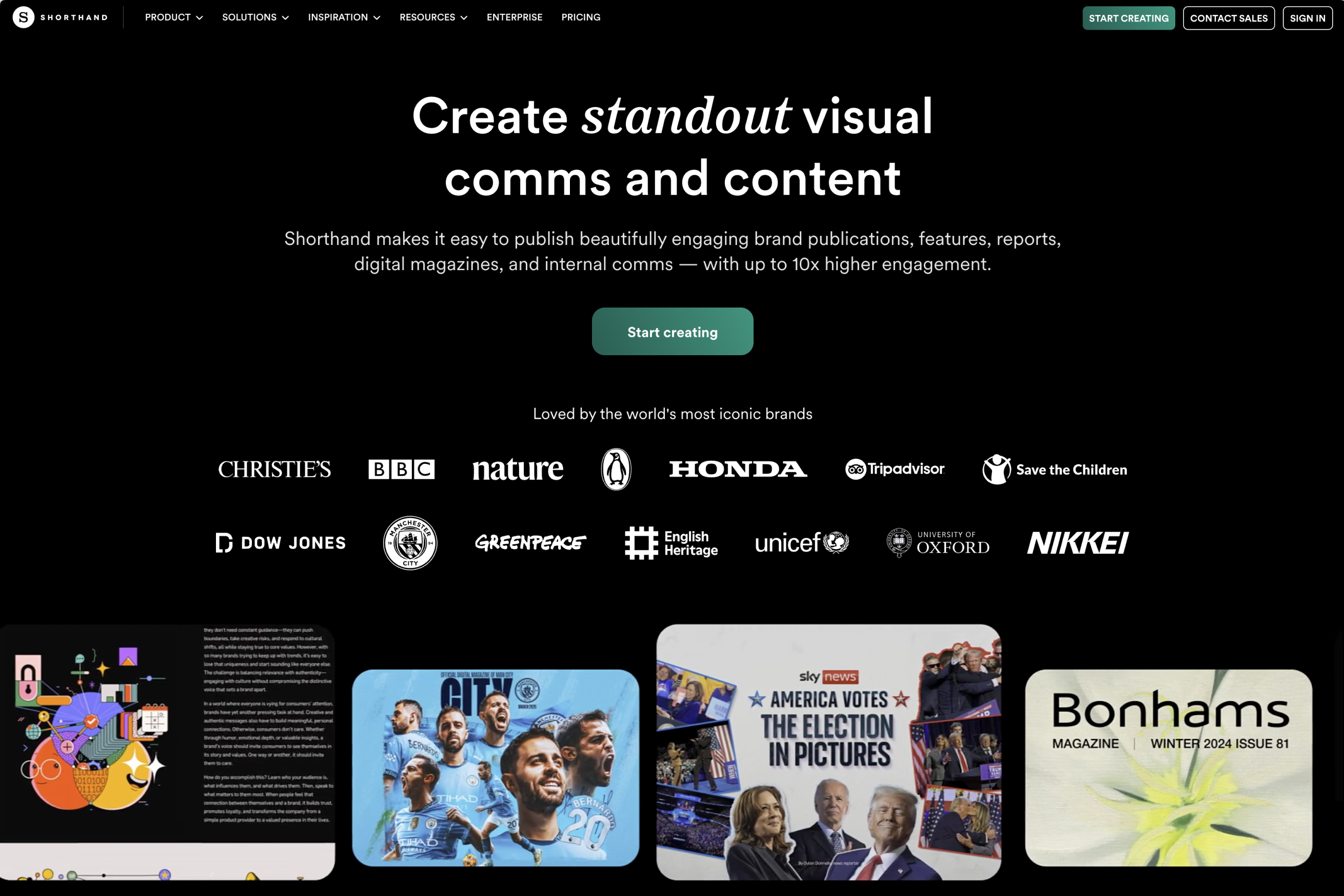 An image of Shorthand homepage.