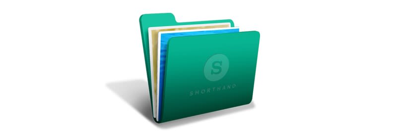 Green folder with Shorthand logo