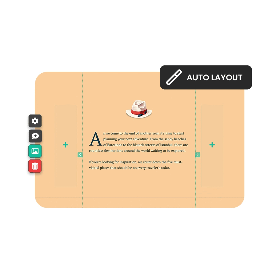 A section from a Shorthand story, in the editor. In the top right corner is an animated magic wand and the words "AUTO LAYOUT".