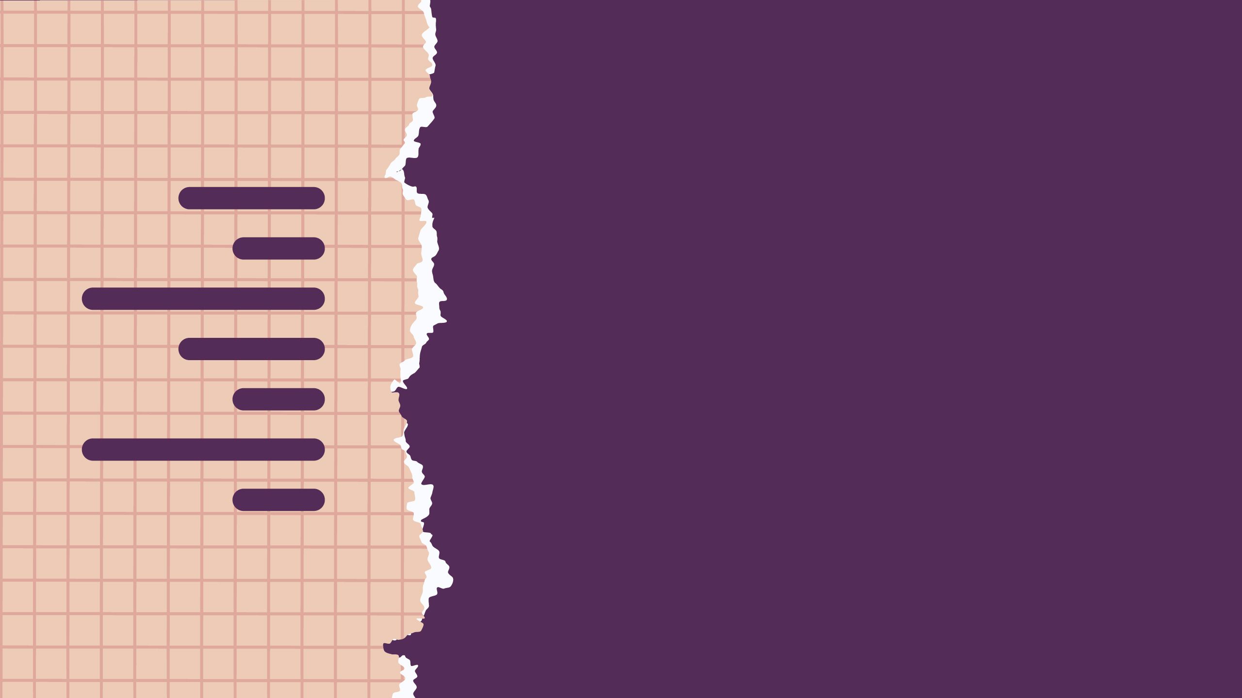 An illustration with thick purple lines representing the lines of text in a listicle.