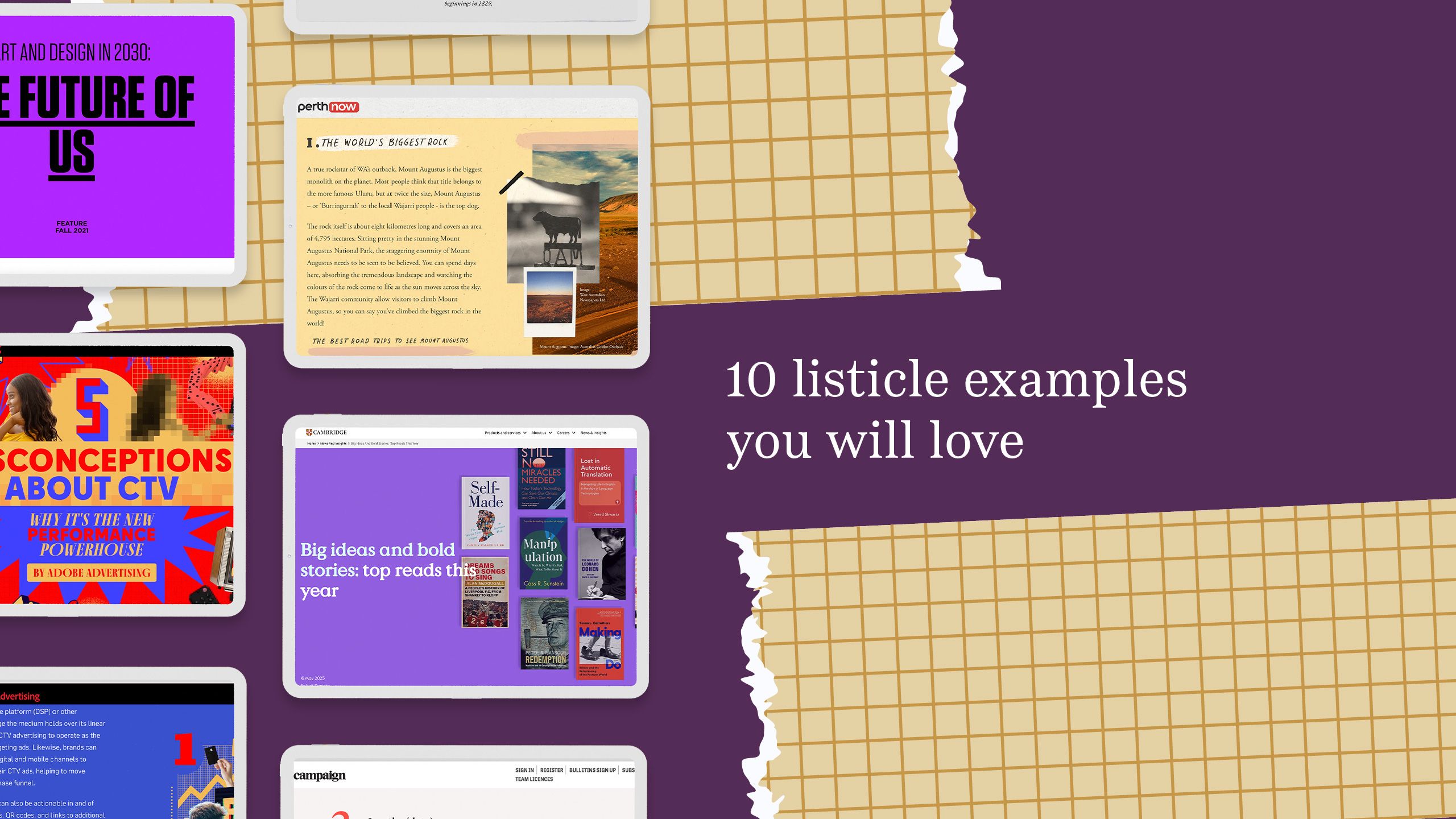 An image with a selection of listicle examples.