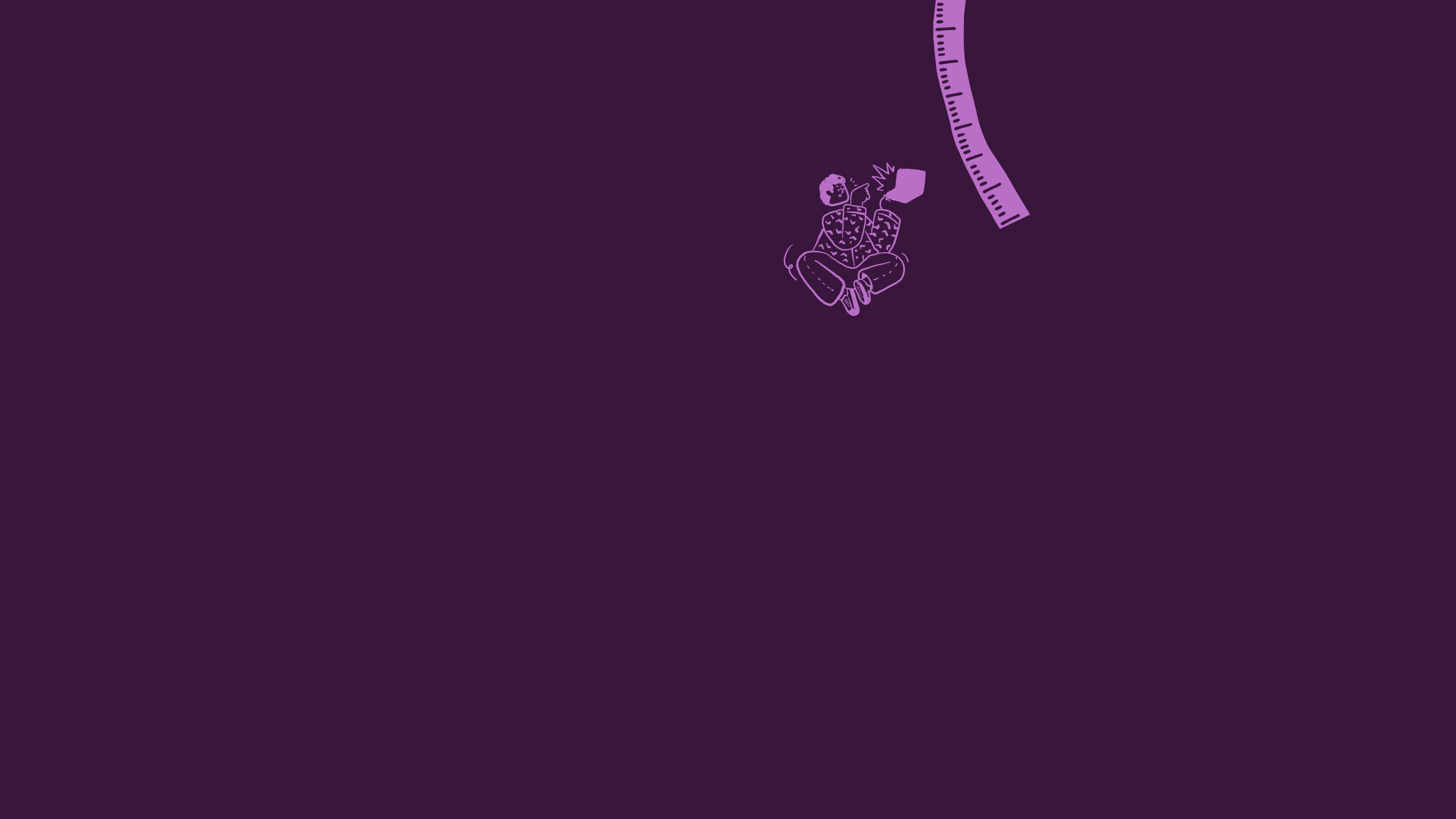 Scrolling illustration of a measuring tape working its way down the page with illustrated people popping up next to it.