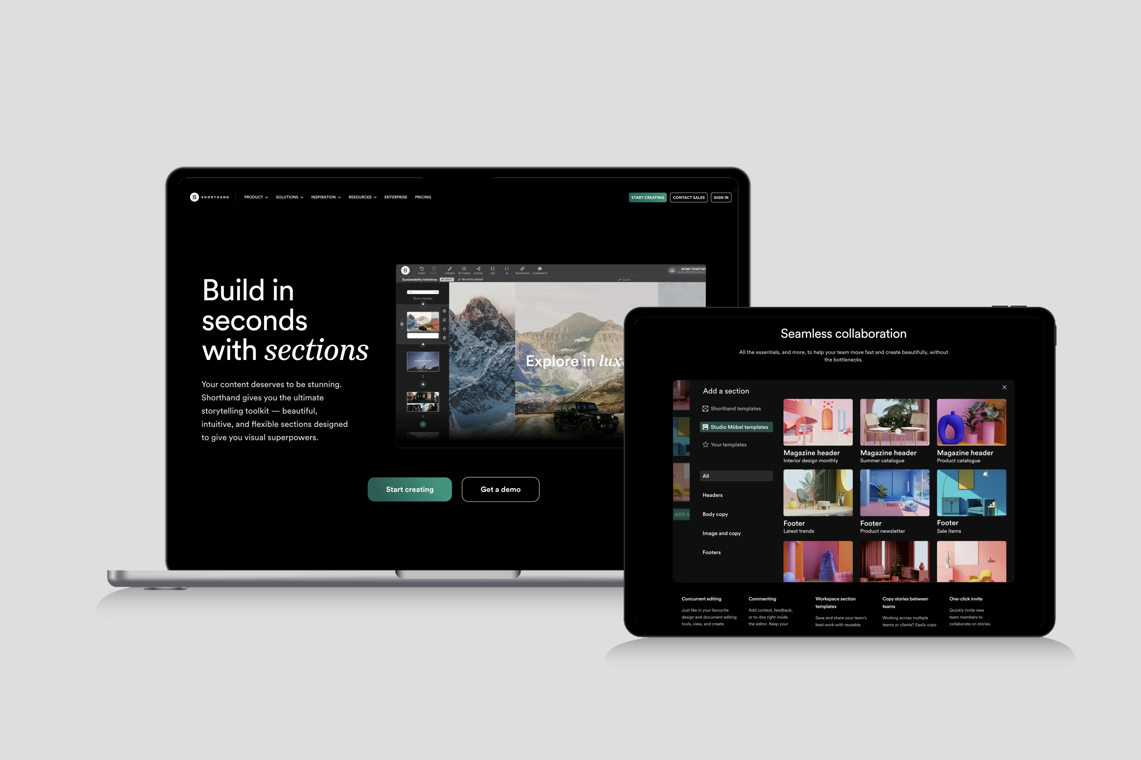 Screenshot of pitch deck tool Shorthand