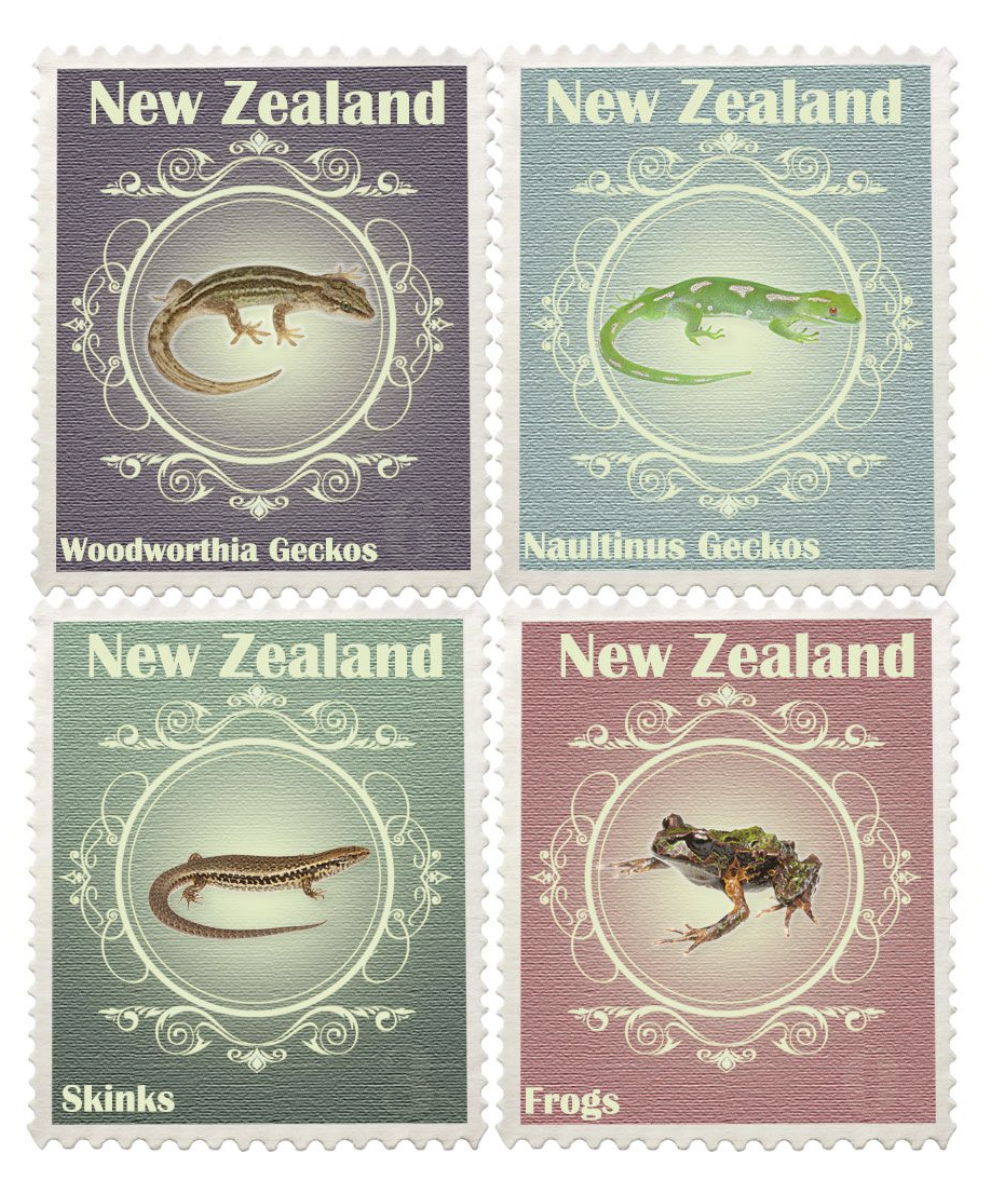 Four stamps arranged in a grid, with a different endangered species on each.
