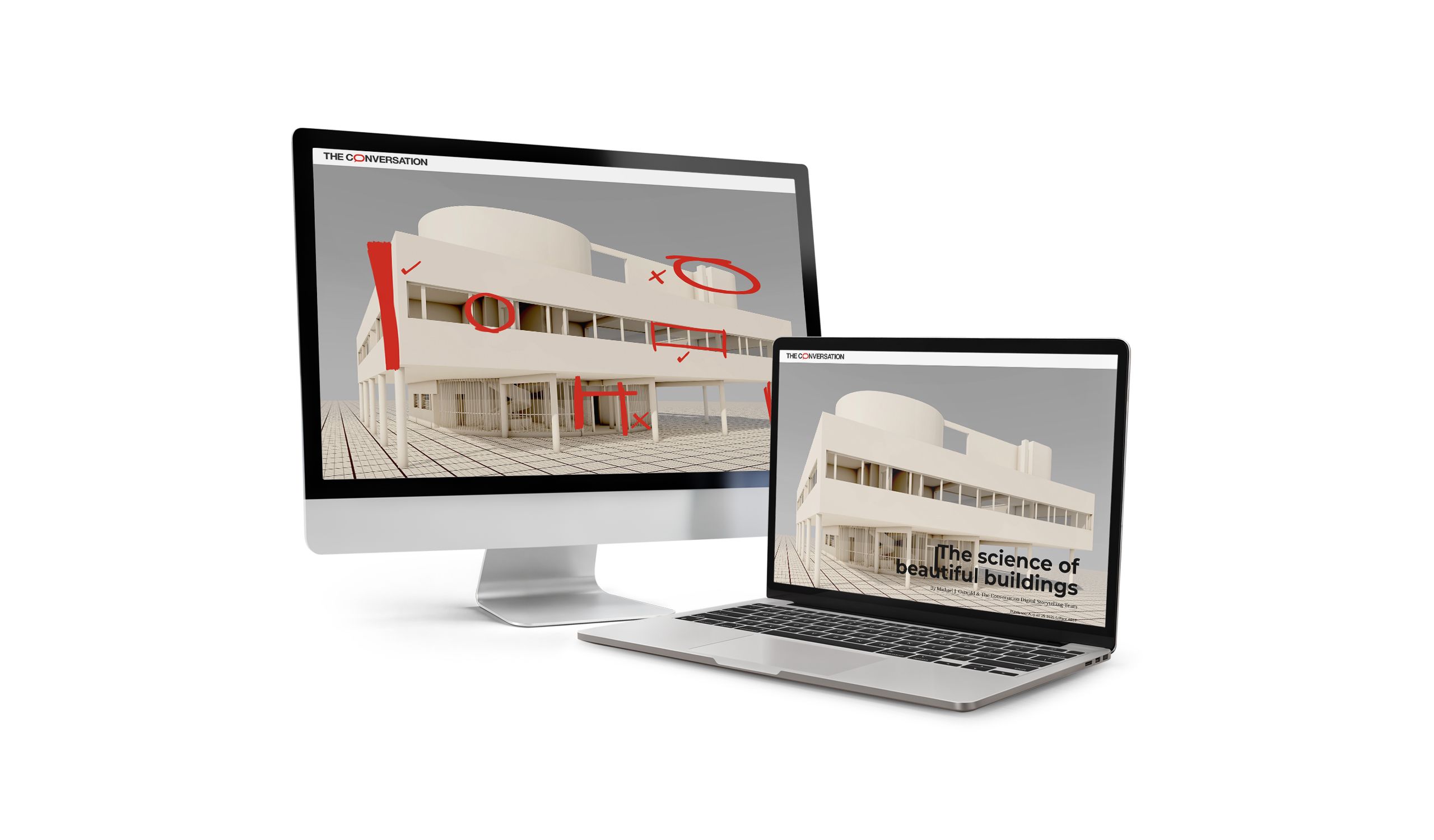 mac and macbook mock up of The science of beautiful buildings website