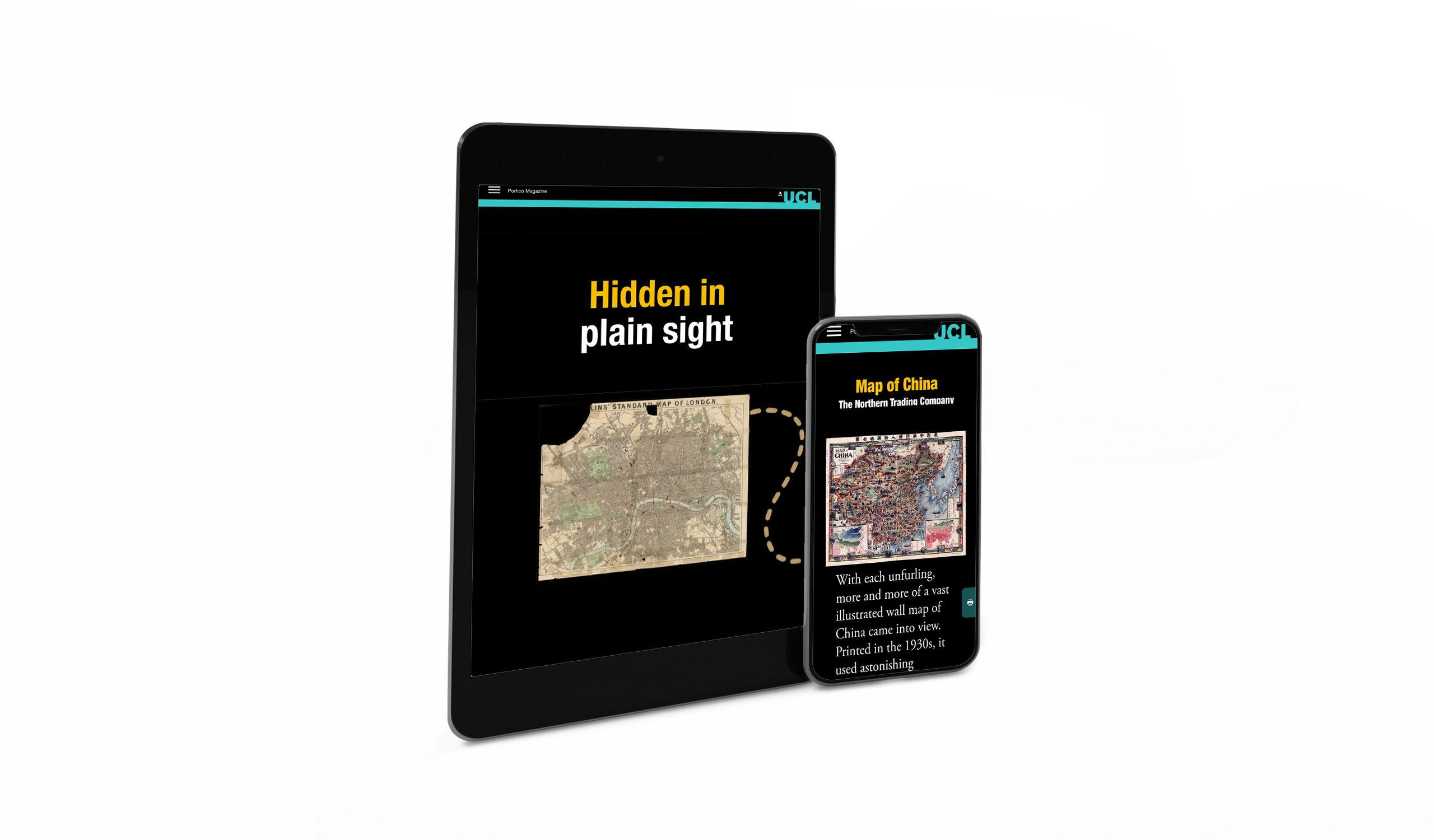 ipad and iphone mock up of portico website