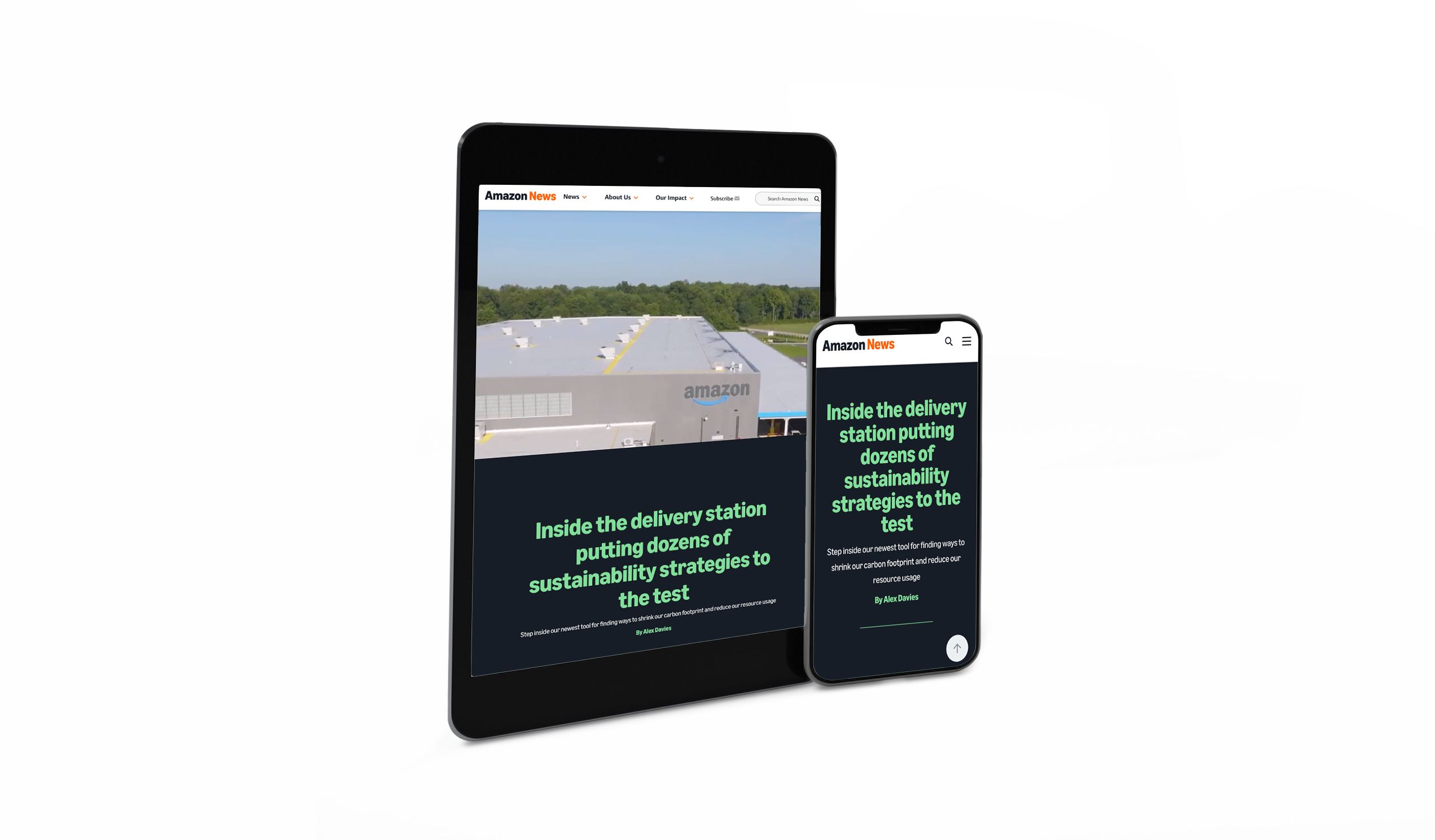 ipad and iphone mock up of Amazon News website