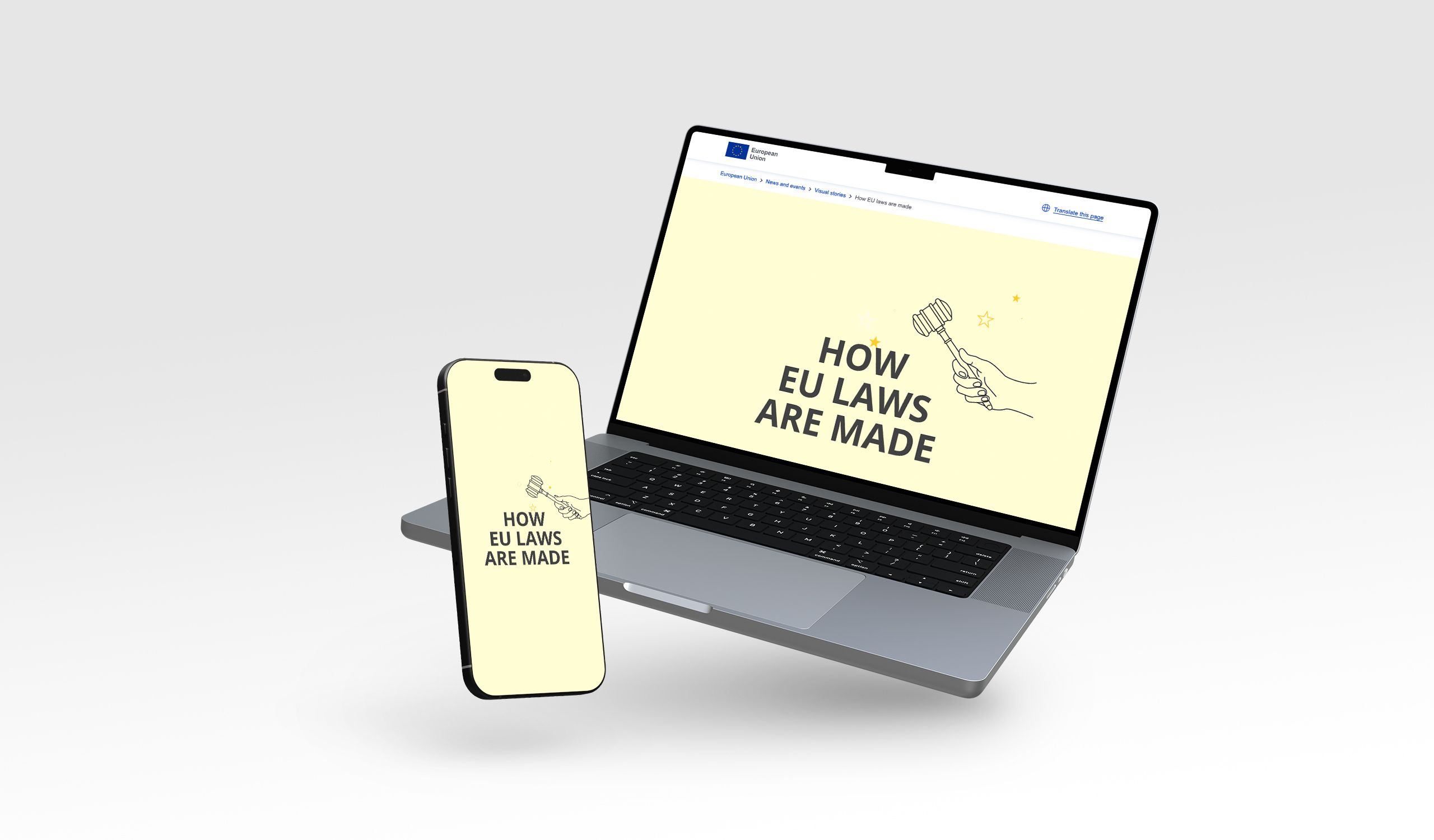 mac and macbook mock up of How EU Laws are made website
