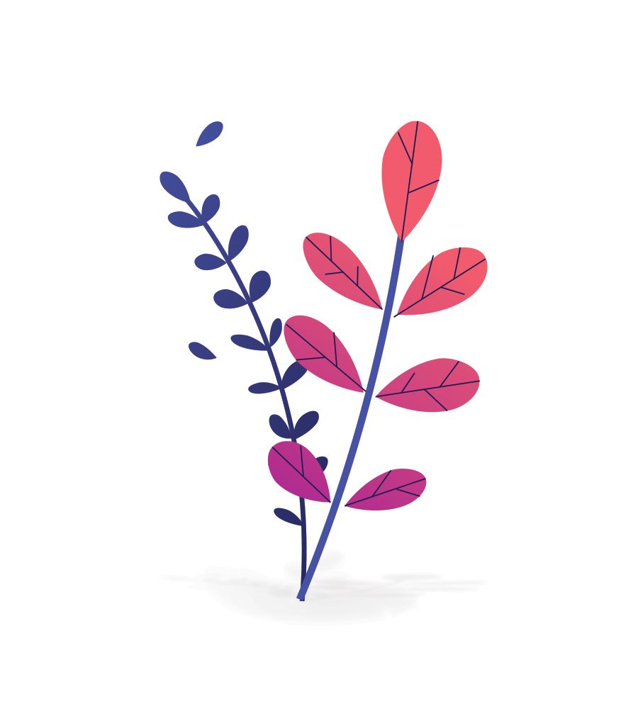 An illustration of red and purple leaves