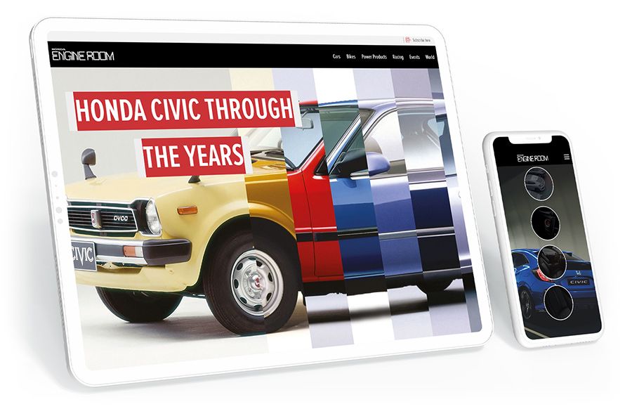 Image from Honda Civic story, on tablet and phone