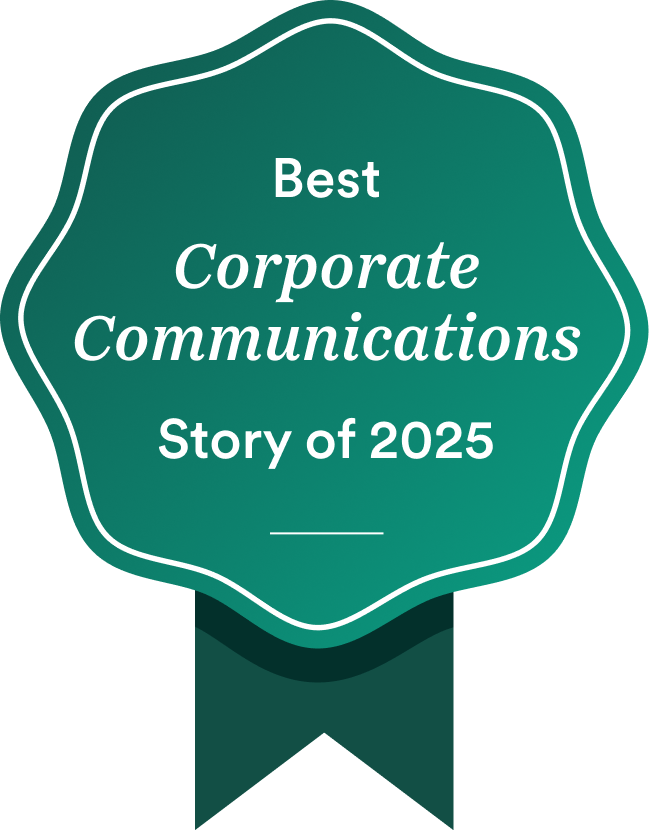 Best corporate communications story of 2025 prize ribbon