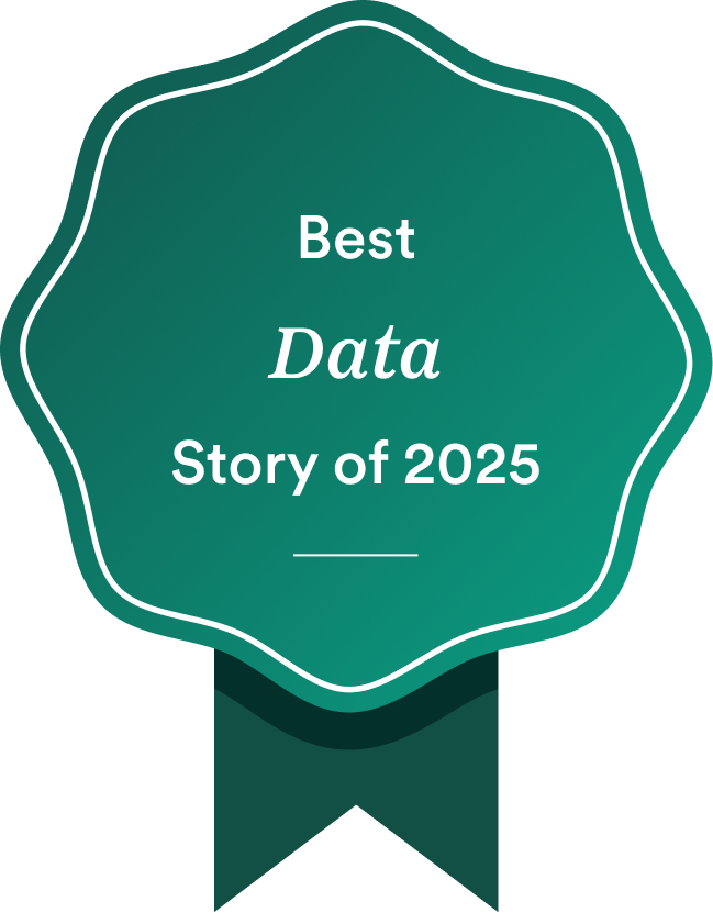 Best Data Storytelling Story of 2025 prize ribbon