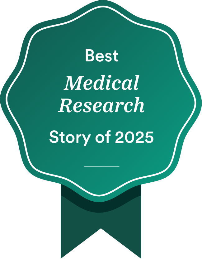 Best Medical Research Story of 2025 prize ribbon