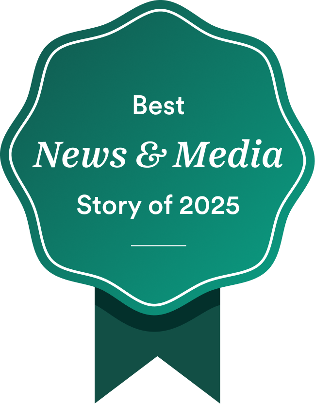 Best News & Media Story of 2025 prize ribbon