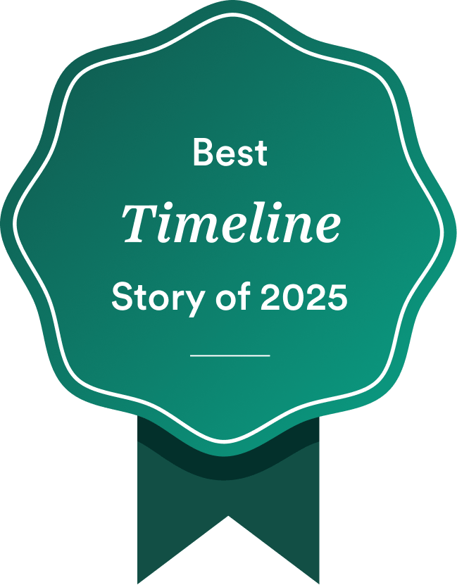 Best timeline story of 2025 prize ribbon