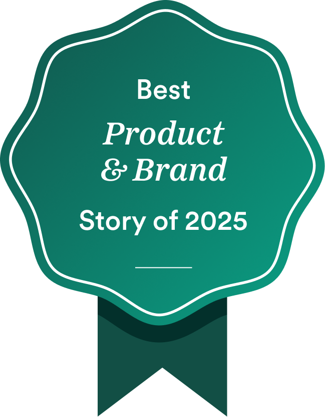 Best Product & Brand Story of 2025 prize ribbon