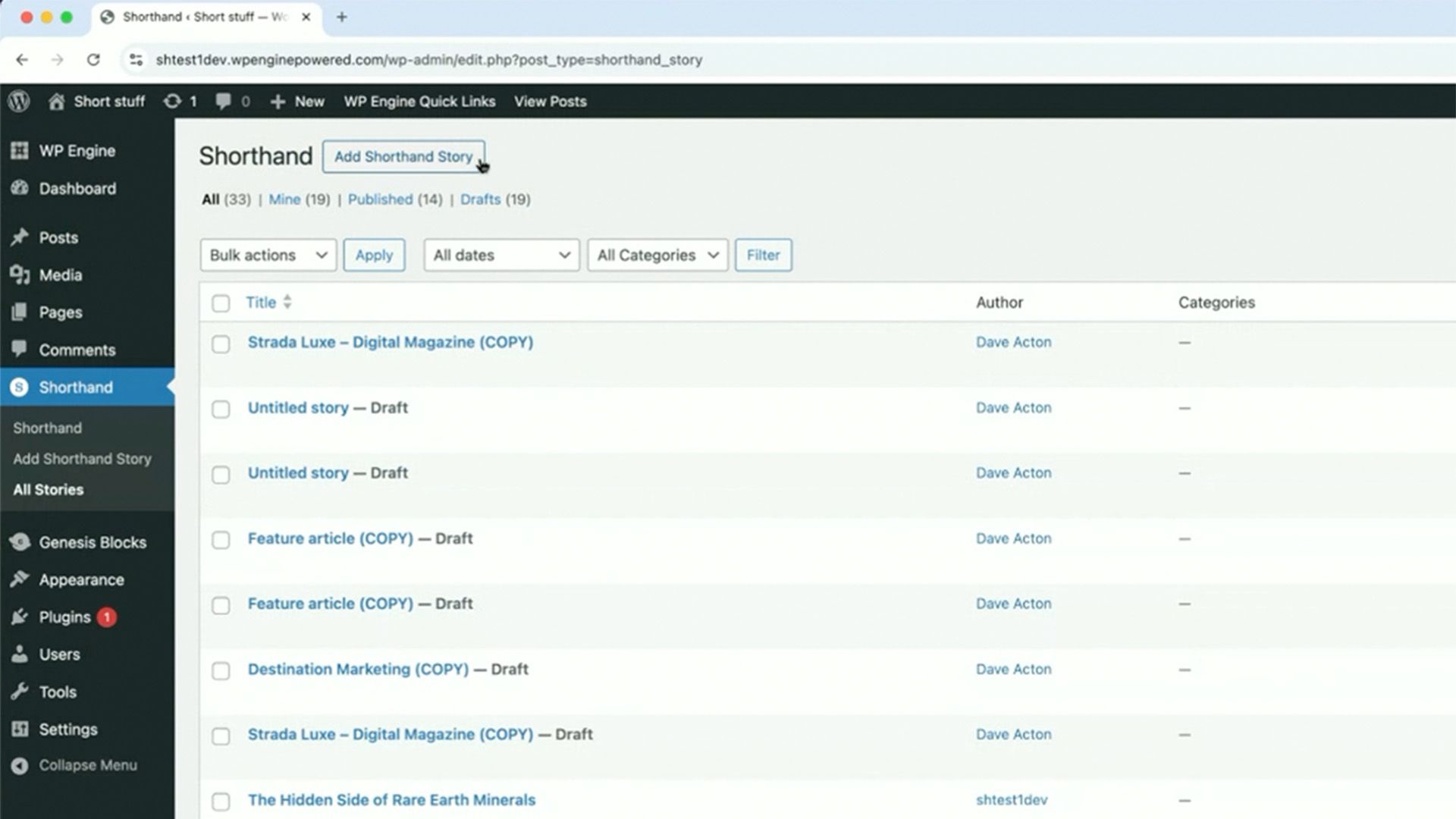 Wordpress screenshot