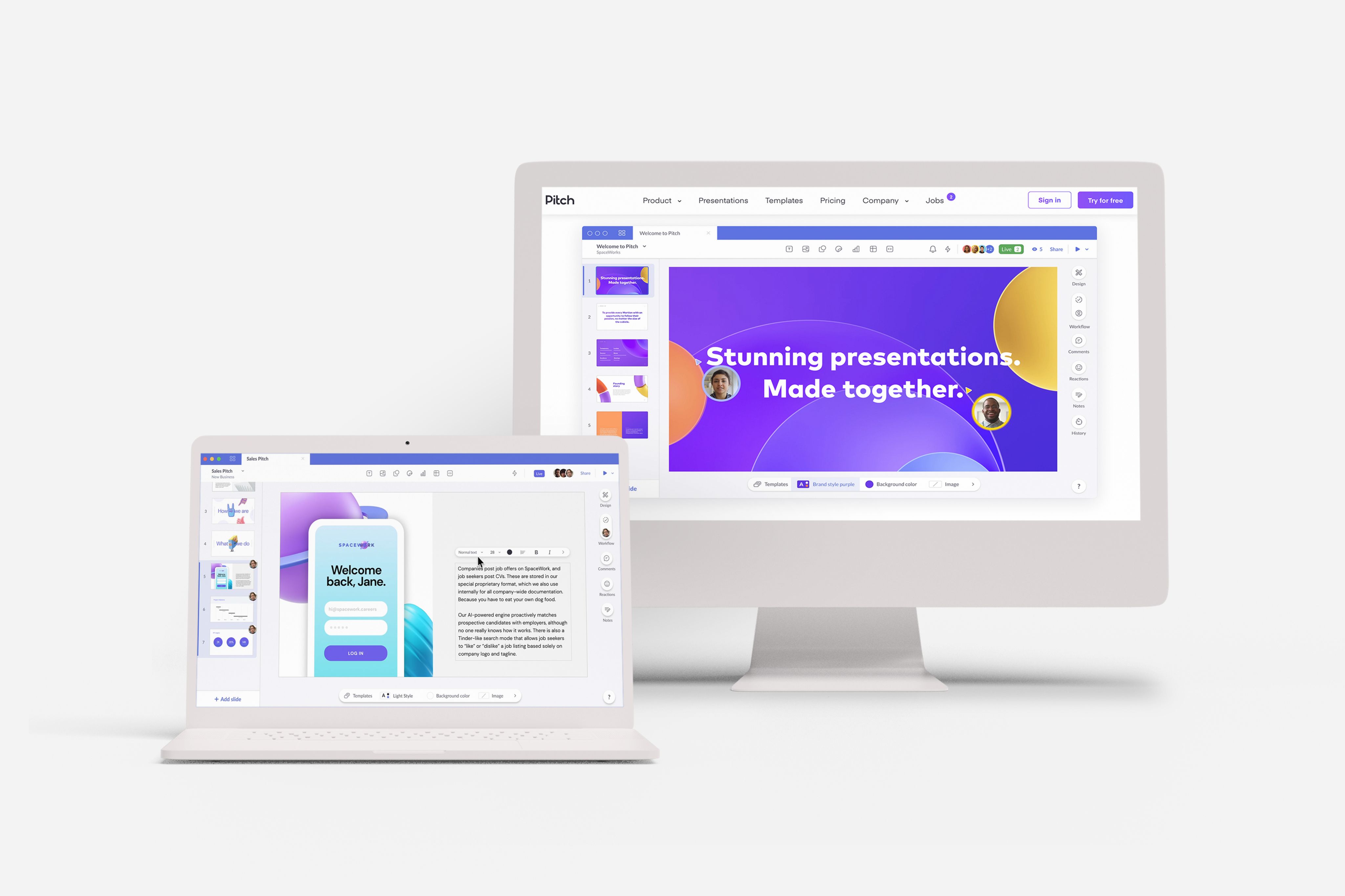 Screenshot of pitch deck tool Pitch