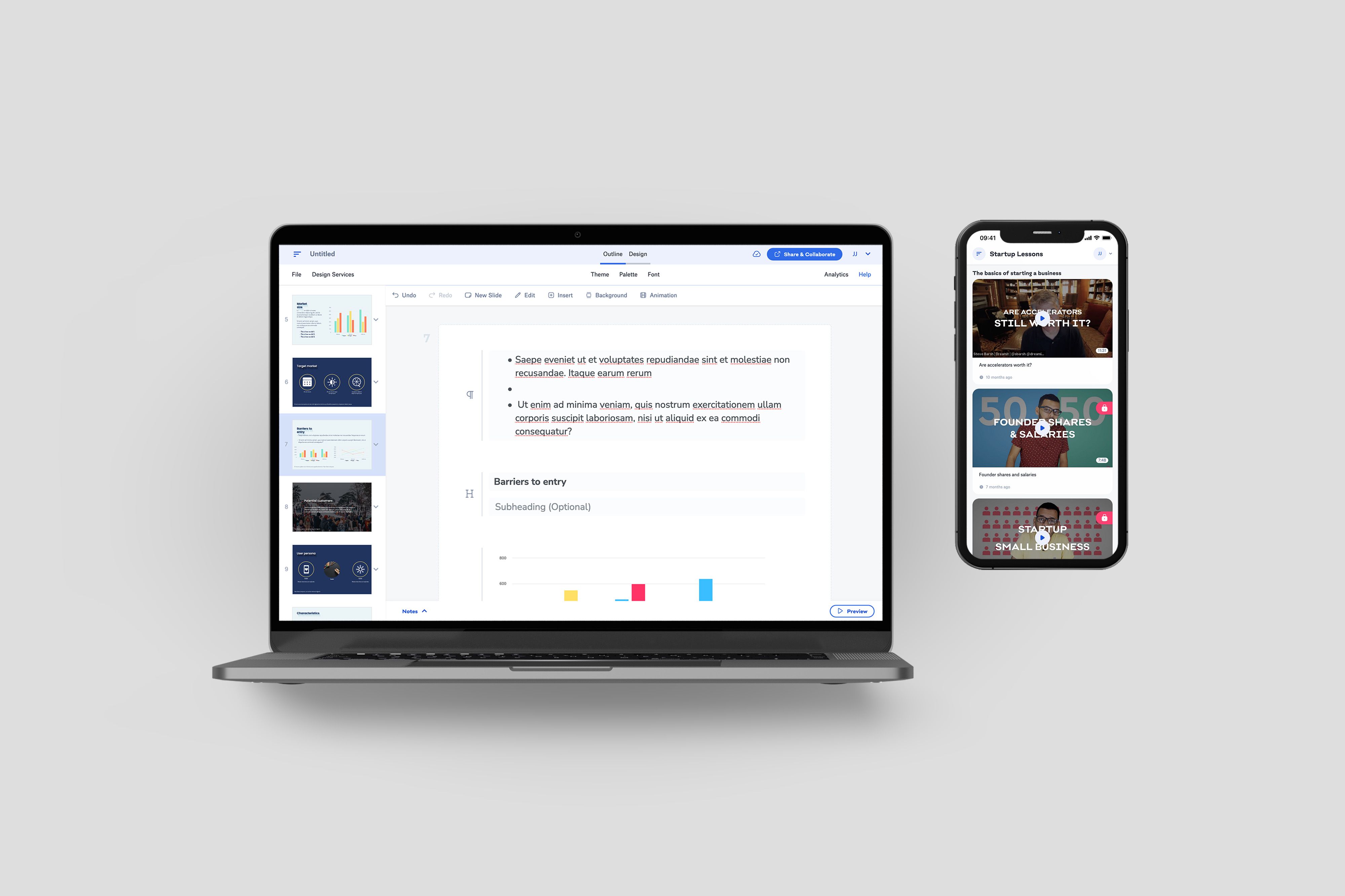 Screenshot of pitch deck tool Slidebean