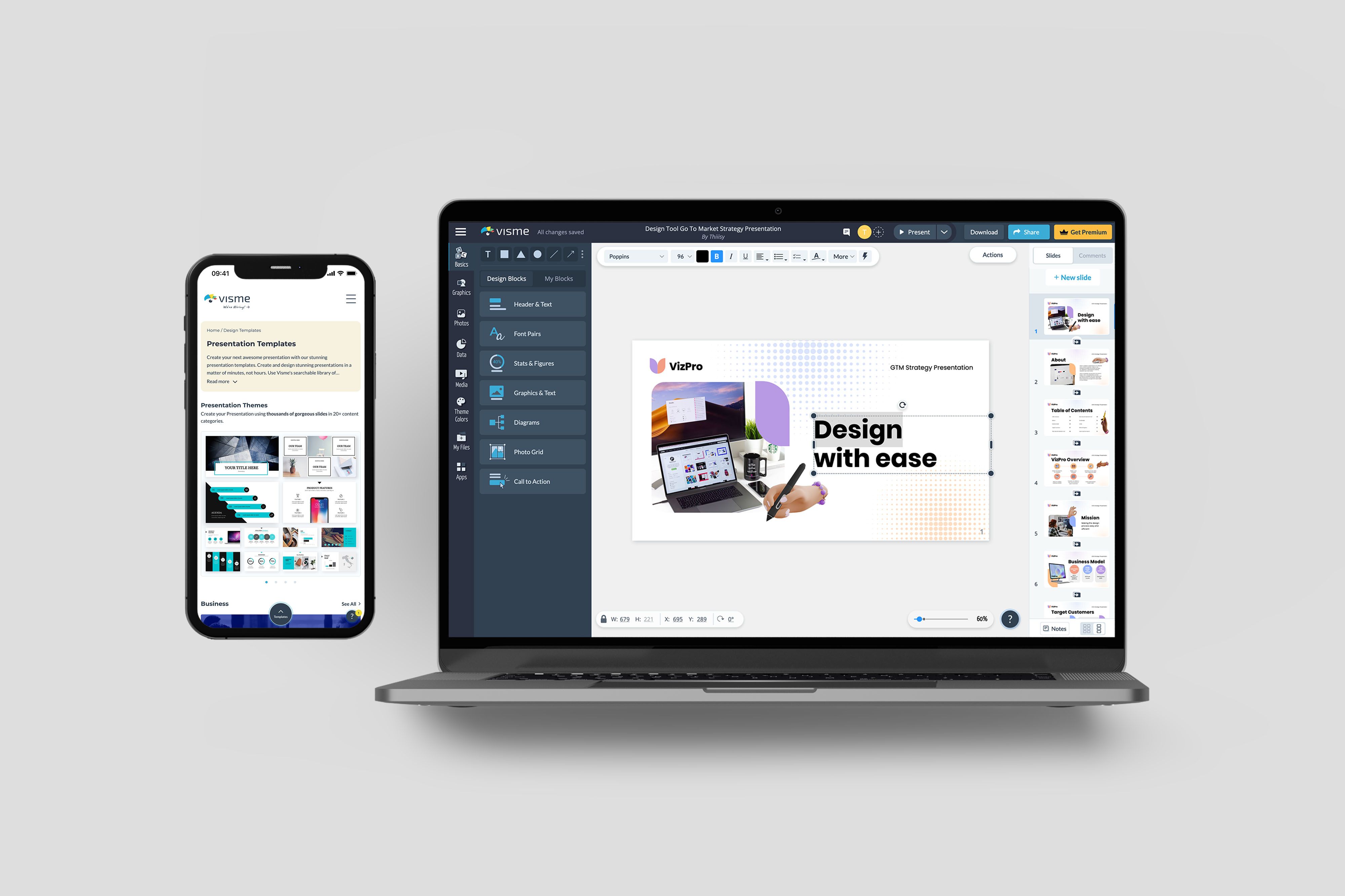 Screenshot of pitch deck tool Visme