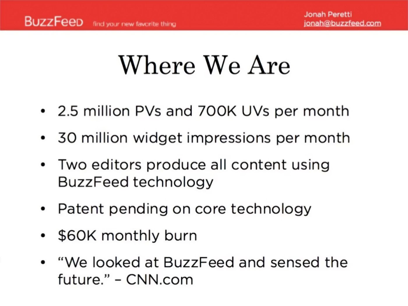 Pitch deck example from Buzzfeed