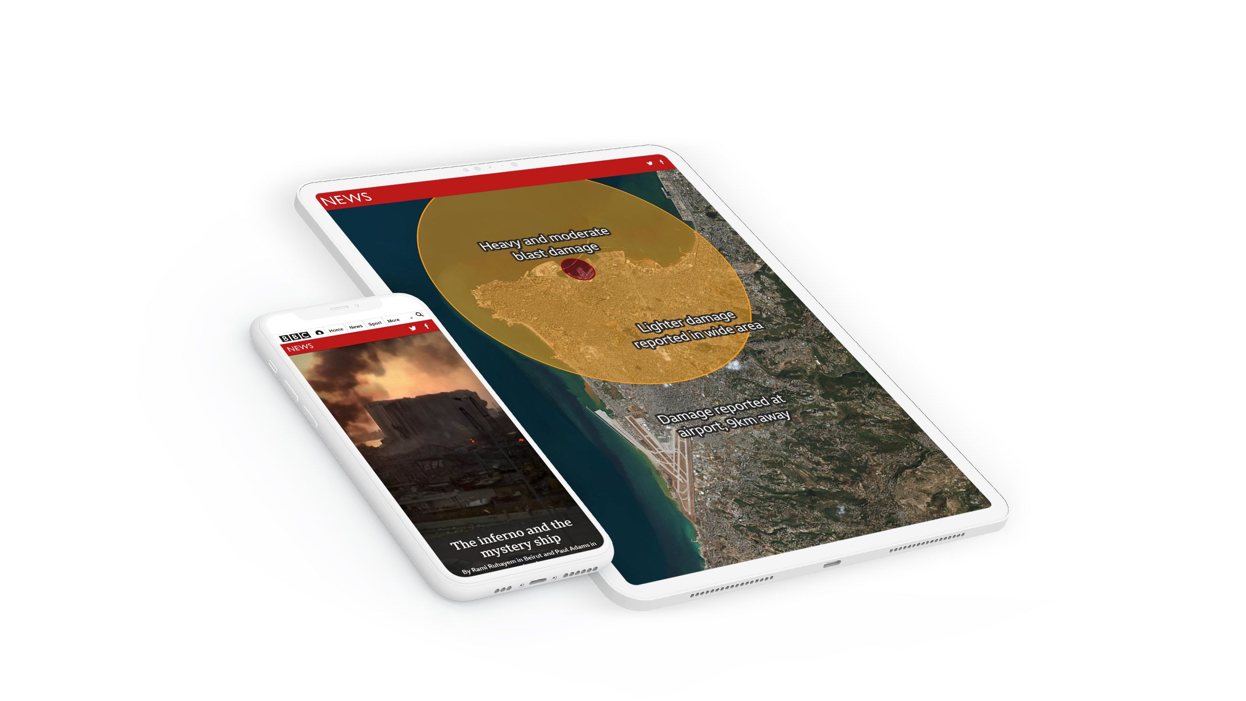 Screenshots from BBC digital story, The Inferno and the Mystery Ship