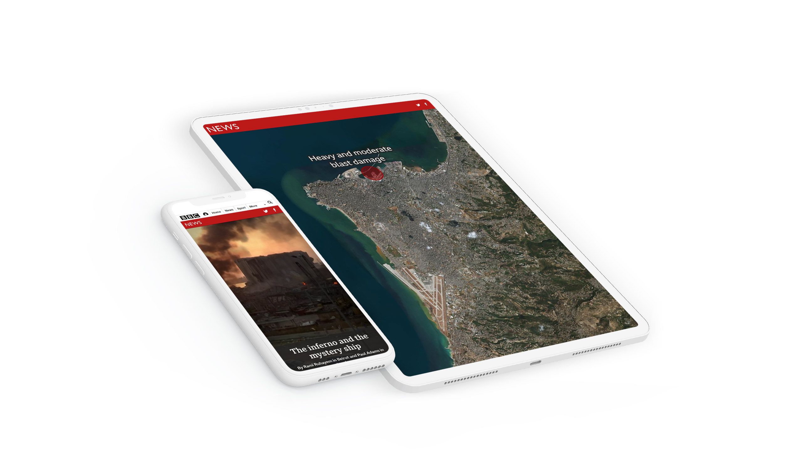 Screenshots from BBC digital story, The Inferno and the Mystery Ship