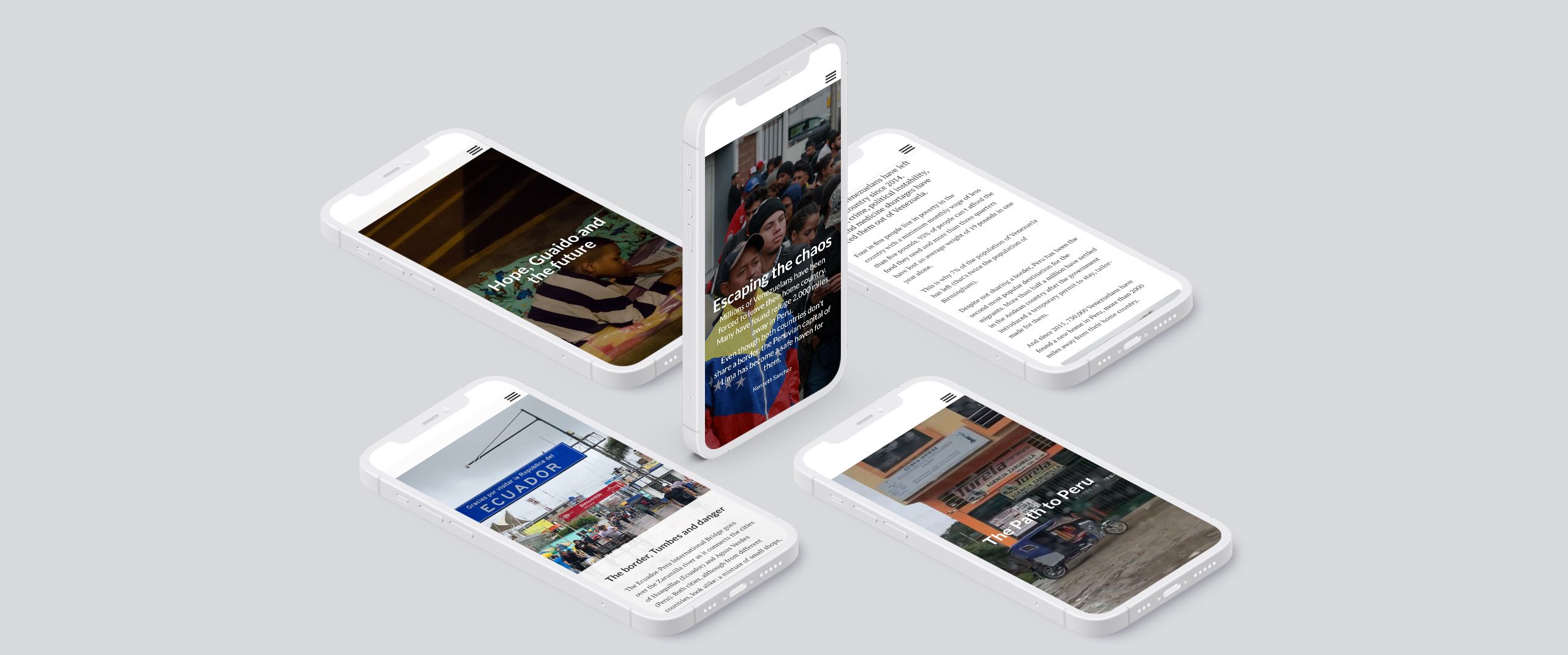 Images from Kenneth Sanchez's story shown on phones.
